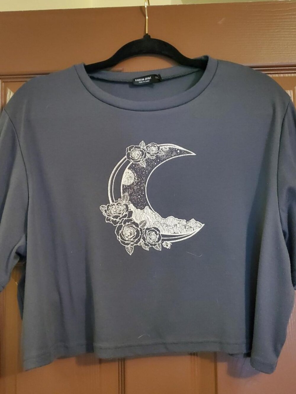 Grey Crescent Moon Crop Top